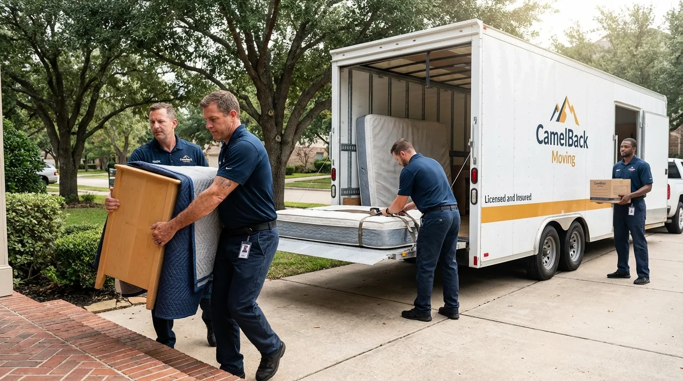 Crew loading residential truck for cross-state move from Newport, NH